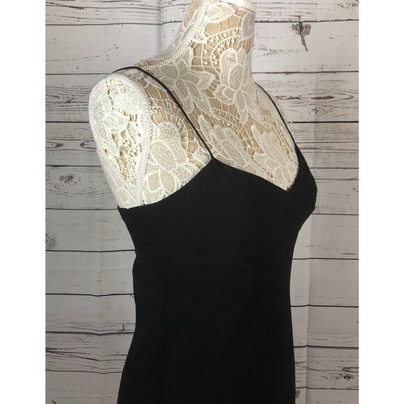 Y2K Ann Taylor Silk tiered Formal Black Spaghetti strap Dress size 4 - Picture 4 of 12